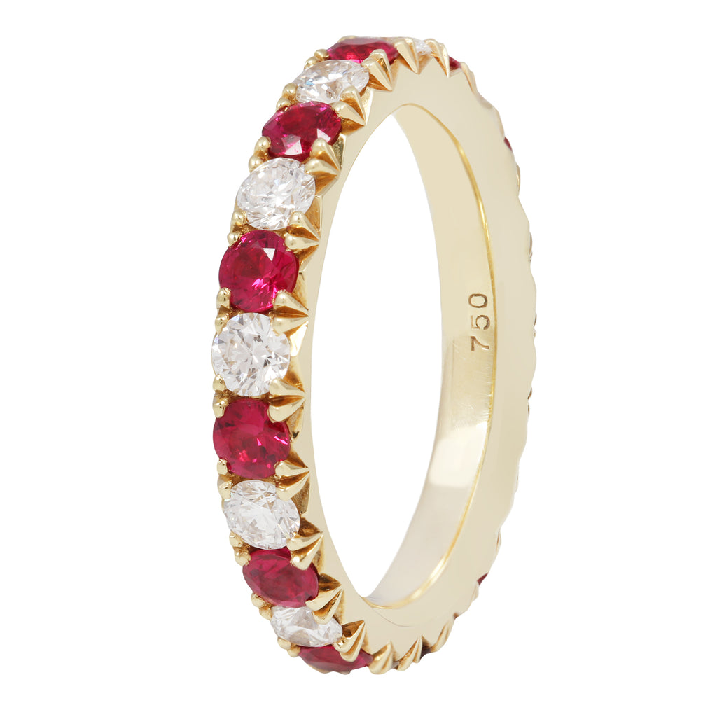 Alternating Round Ruby and Diamond Band The Gleim Collection