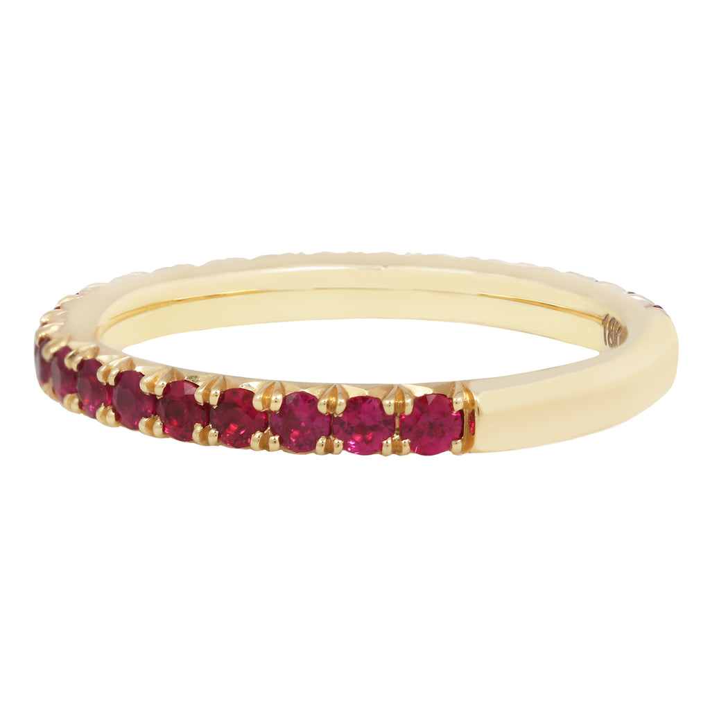 Delicate French-set Ruby Yellow Gold Band The Gleim Collection