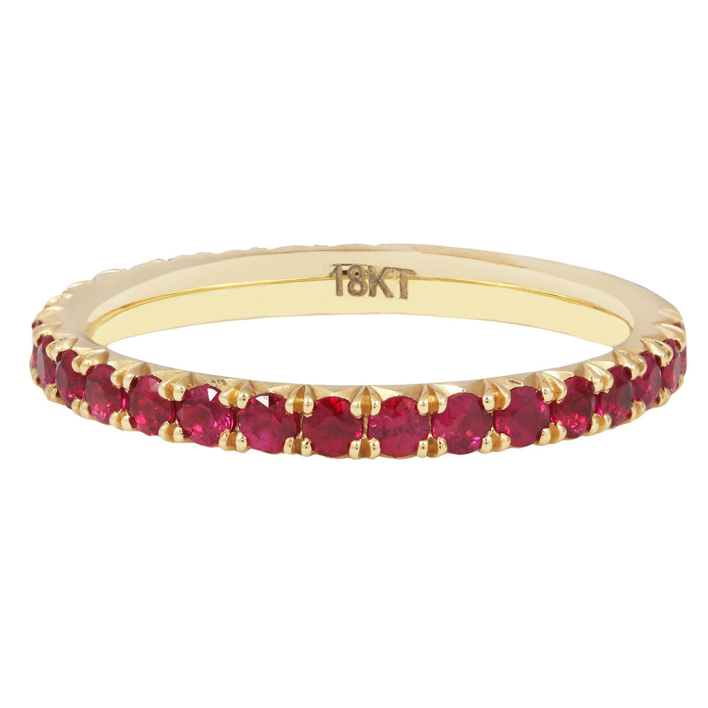 Delicate French-set Ruby Yellow Gold Band The Gleim Collection