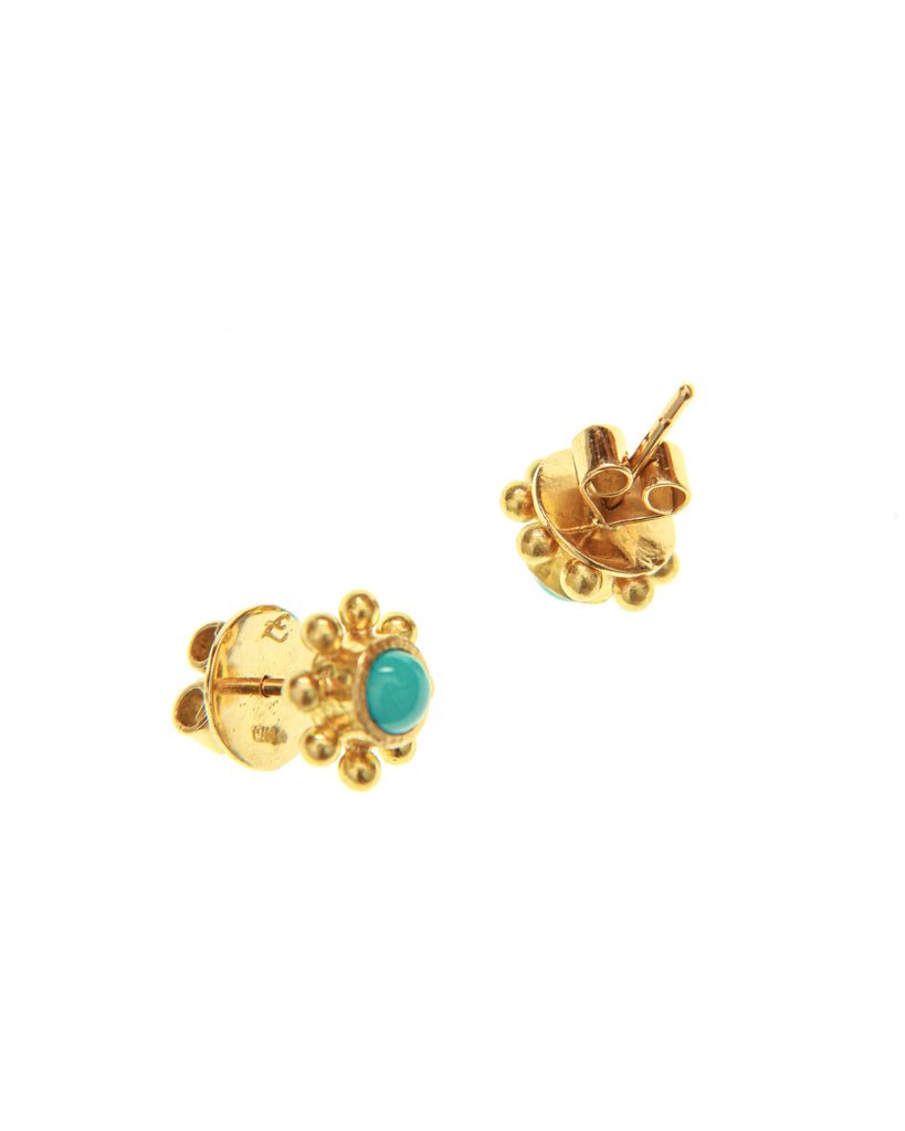 Sleeping Beauty Turquoise and Granulation Stud Earring Elizabeth Locke Collection