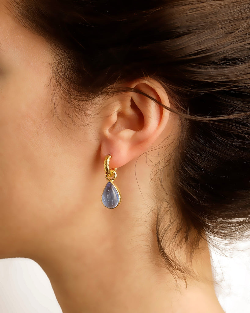 Lime Venetian Glass Small Pear Shape Earring Pendants Elizabeth Locke Collection