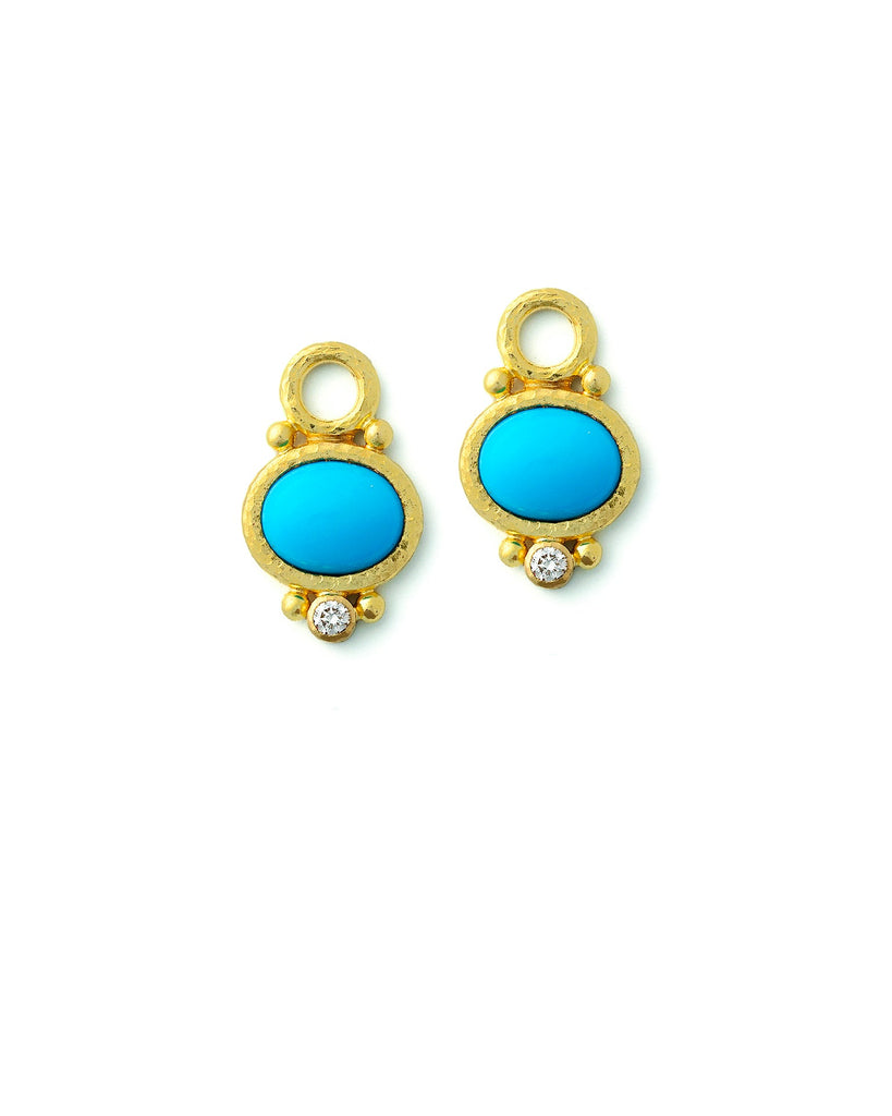 Sleeping Beauty Turquoise and Diamond Earring Pendants Elizabeth Locke Collection