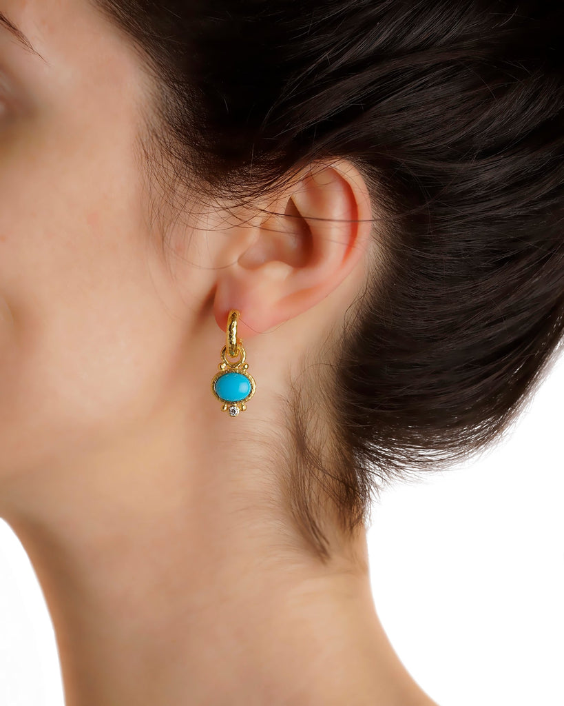 Sleeping Beauty Turquoise and Diamond Earring Pendants Elizabeth Locke Collection