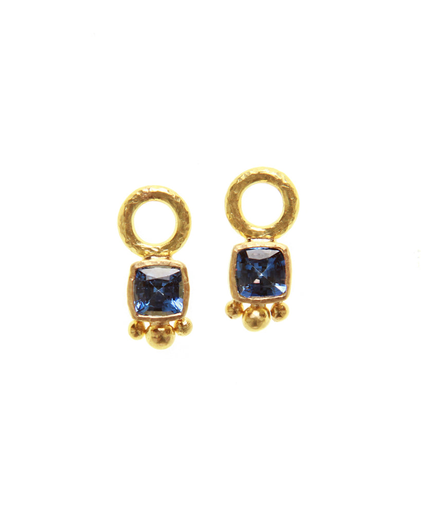 Blue Sapphire and Granulation Earring Pendants Elizabeth Locke Collection