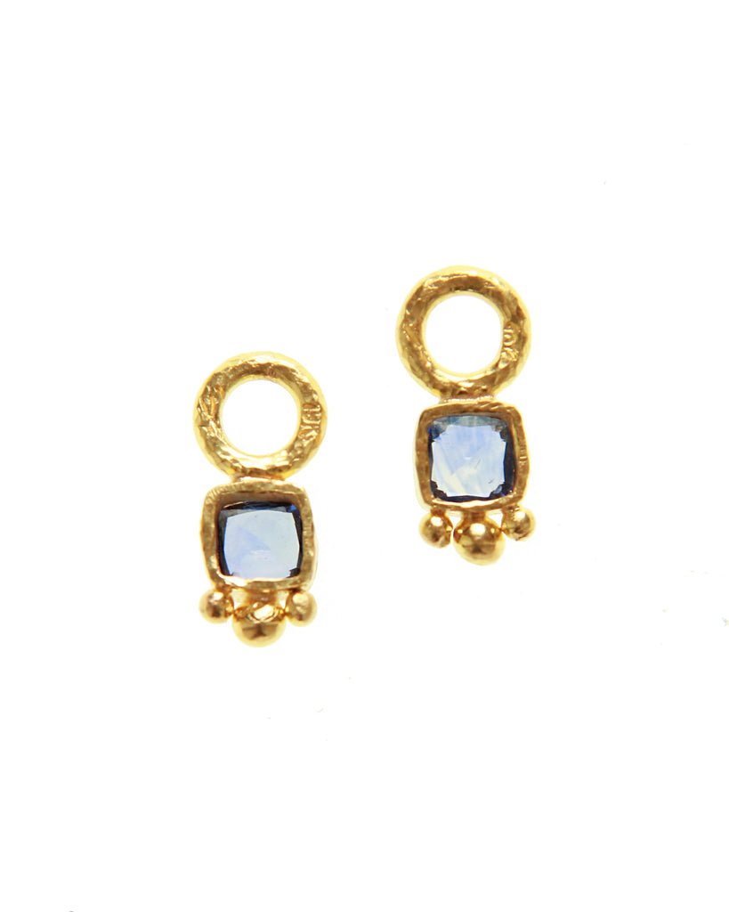Blue Sapphire and Granulation Earring Pendants Elizabeth Locke Collection