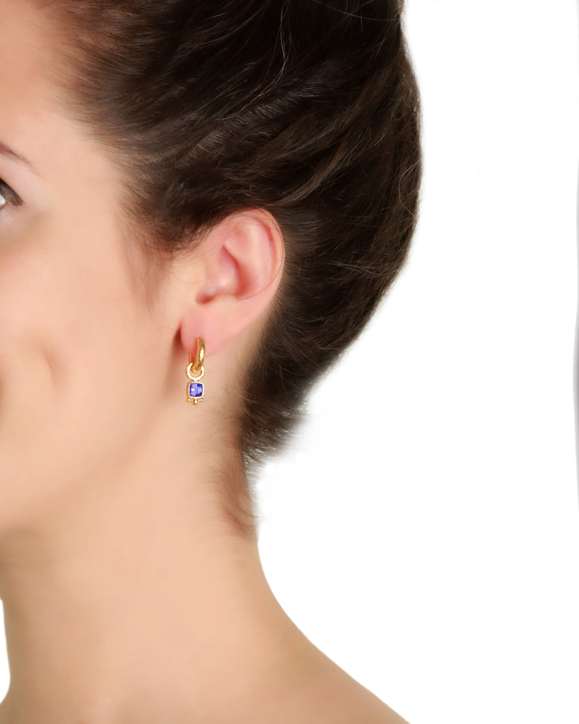 Blue Sapphire and Granulation Earring Pendants Elizabeth Locke Collection