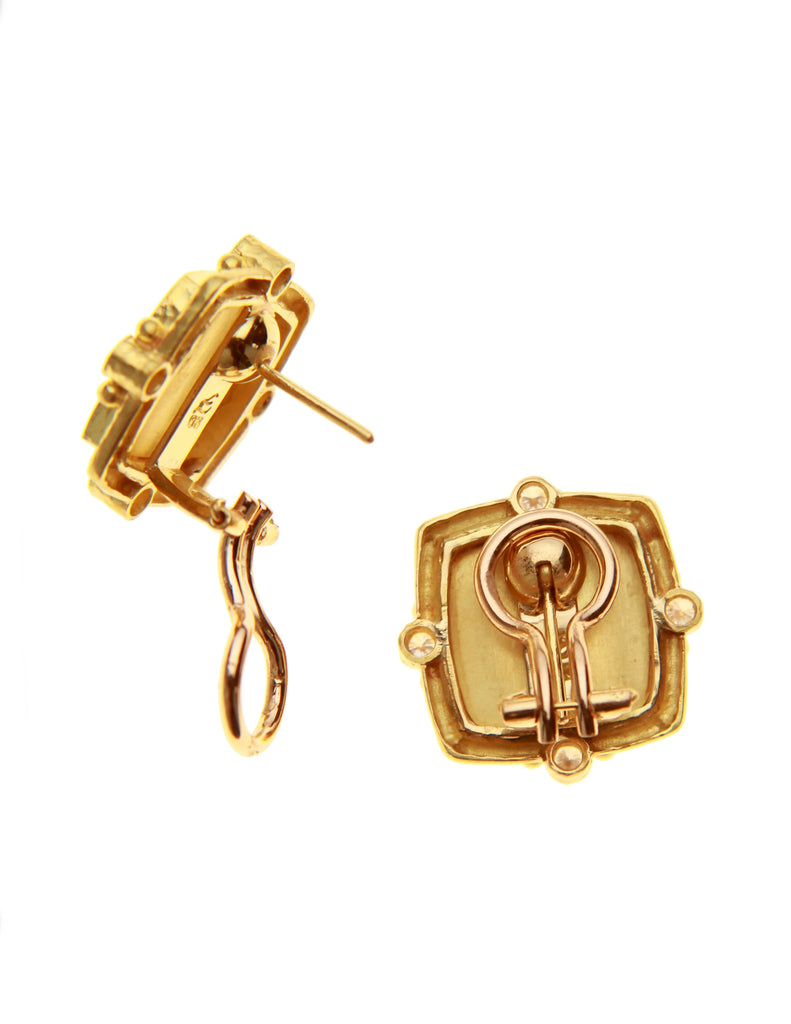 Gold Bee and Diamond Earrings Elizabeth Locke Collection