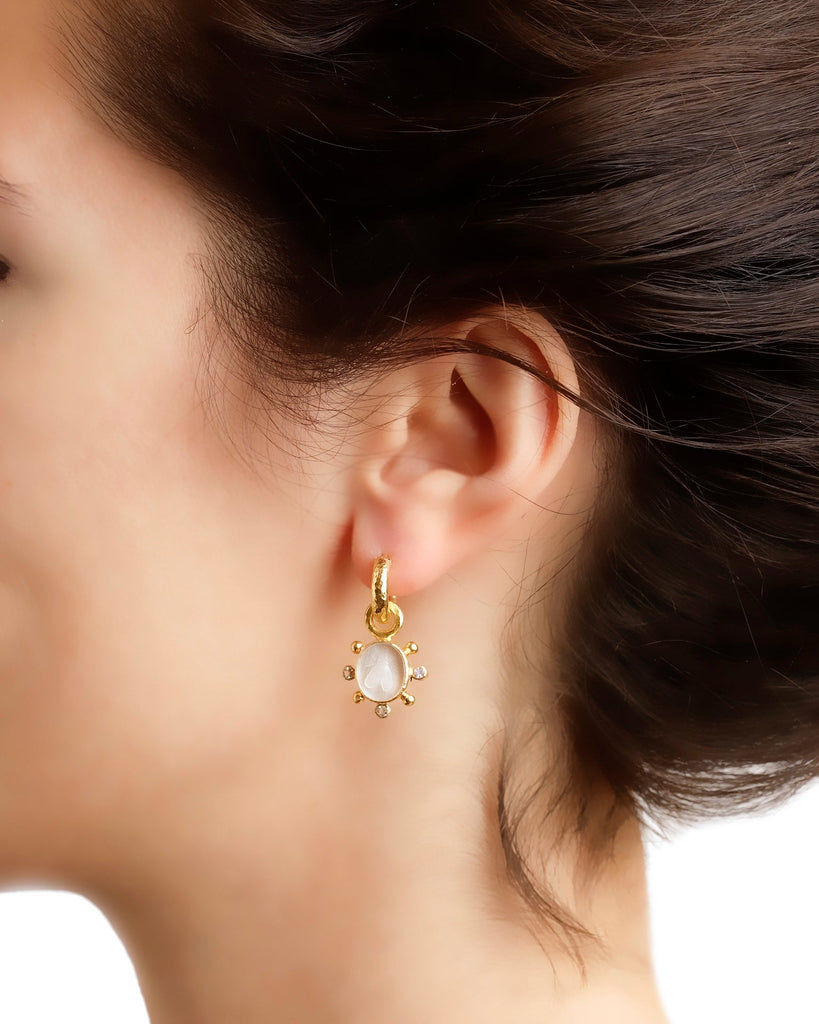 Cerulean Venetian Glass Mosca Intaglio Earring Pendant Elizabeth Locke Collection