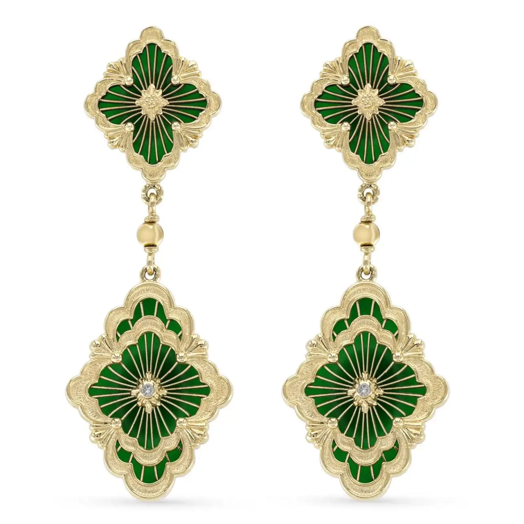 OPERA Tulle Green Enamel Drop Earrings Buccellati Collection