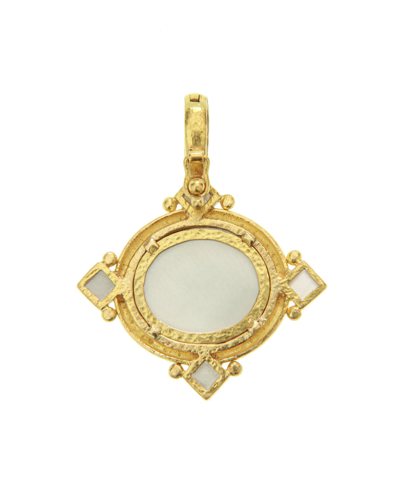 Light Amber Venetian Glass Intaglio Goddess with Chariot Pendant Elizabeth Locke Collection