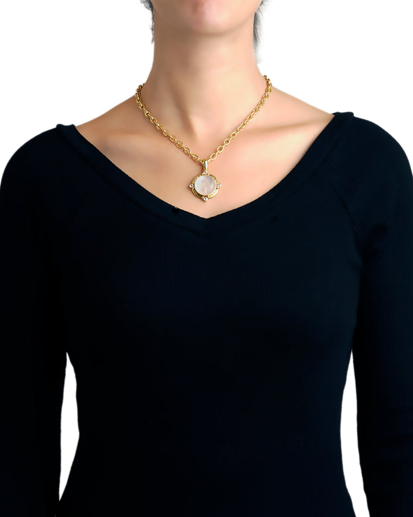 Rock Crystal Queen Bee Intaglio with Moonstone and Granulation Pendant Elizabeth Locke Collection