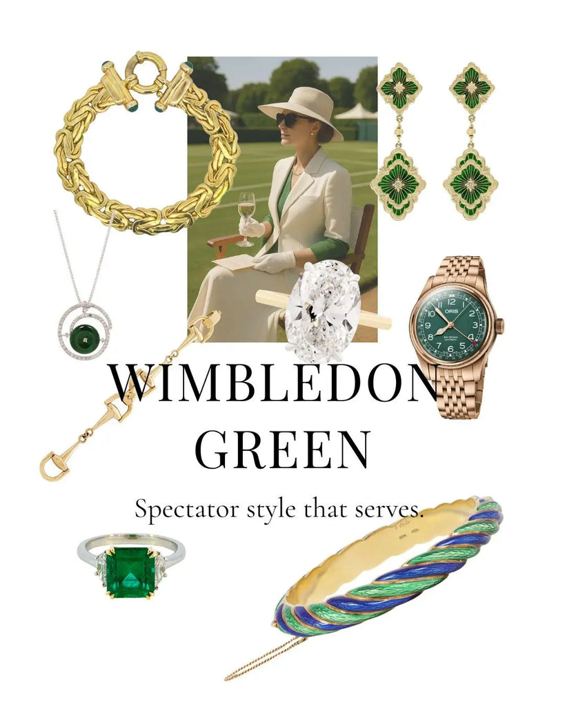 Wimbledon-Inspired Estate Jewelry: Green Gemstones, Cartier Enamel & Vintage Elegance