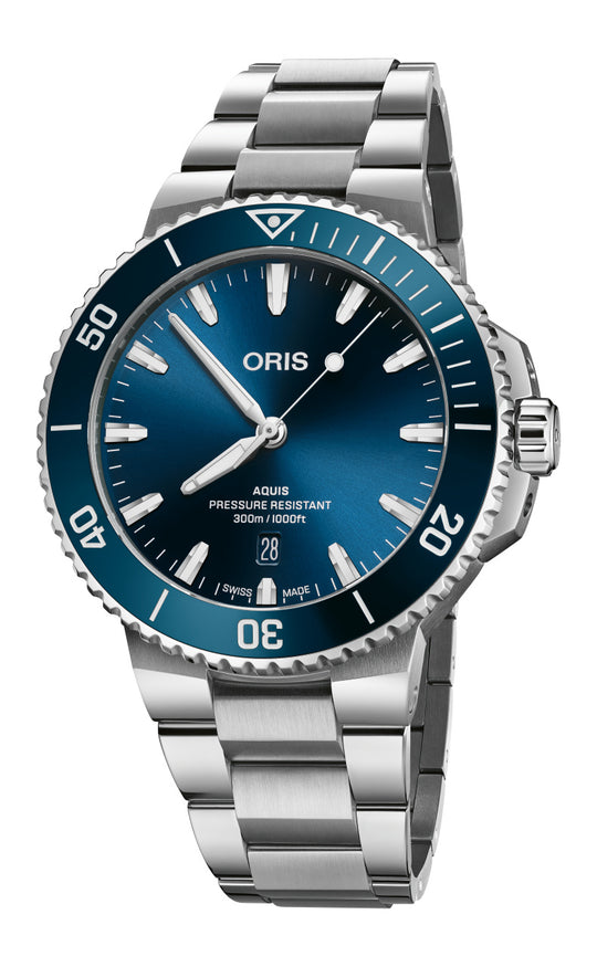 Aquis Date Calibre 400 Watch - Stainless Steel, Blue Dial, 43.50 mm