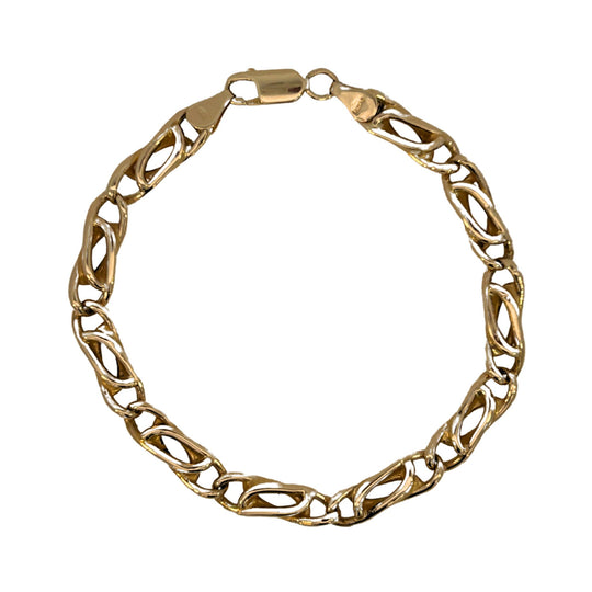 Gold Figaro Link Bracelet with Lobster Clasp – 8"
