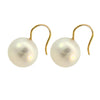Side view of 15.2 mm South Sea pearl earrings with hook settings