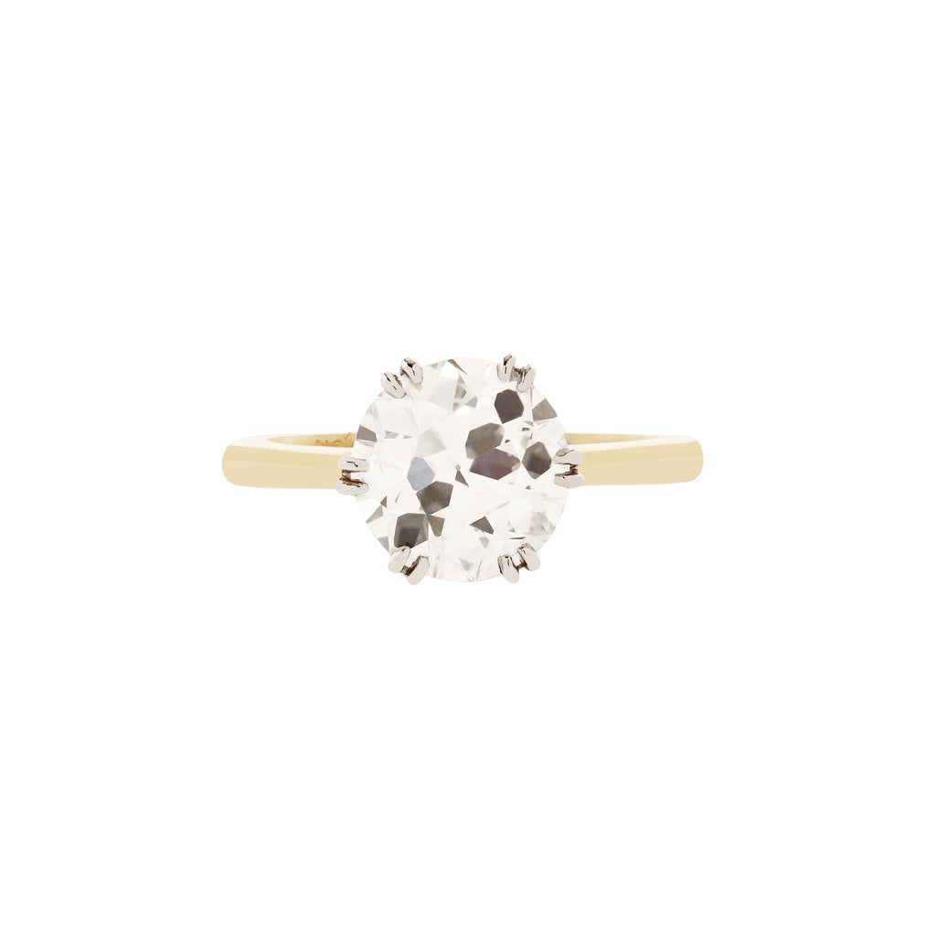 2.35 carats round European-cut F color VS clarity two-tone six-prong diamond GIA certificate engagement ring