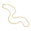 Full view of 34-inch flat dual finish 18k yellow gold curb link chain.