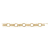 Vintage art deco gold large octagon and rectangular enameled red, green and black flower link bracelet. Concealed clasp. Back view with LYDIA 14-5-37 engraved.