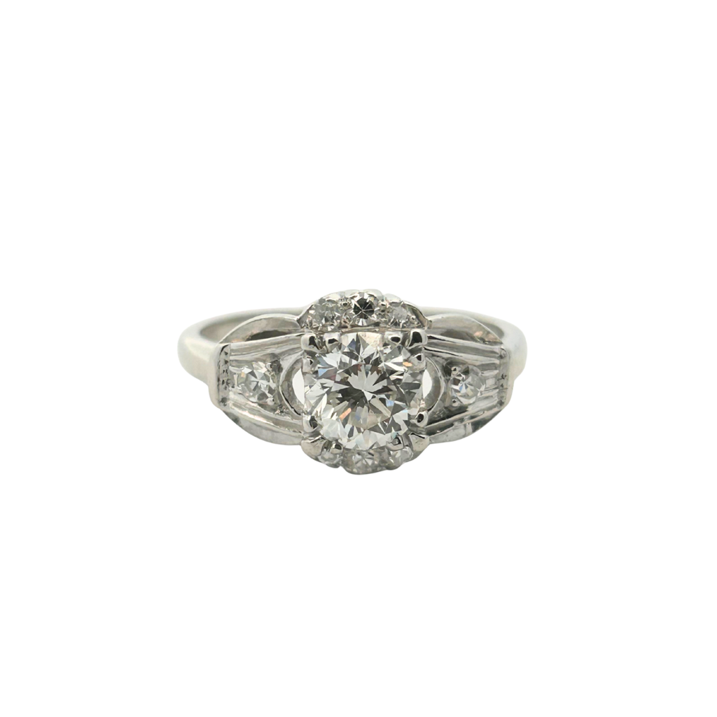 Vintage platinum engagement ring with 1.07ct Old European cut diamond, Art Deco illusion head