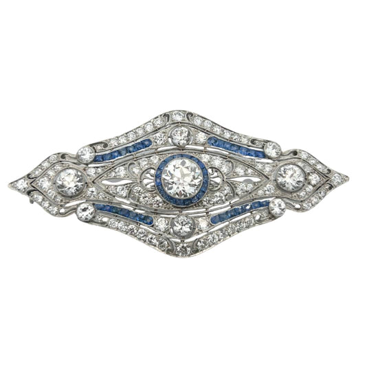 Art Deco Diamond and Sapphire Brooch