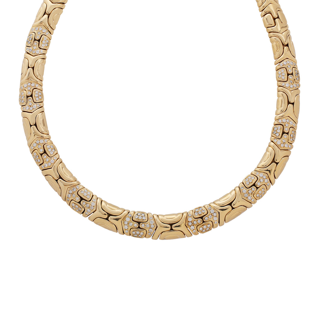 Bvlgari Alveare Diamond Yellow Gold Vintage Collar Necklace Detail View
