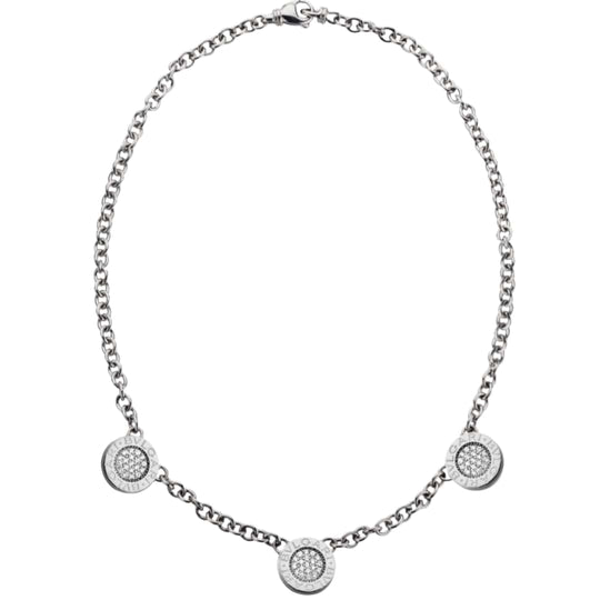 BVLGARI Double-Sided Diamond & Black Onyx Station Necklace in 18k White Gold