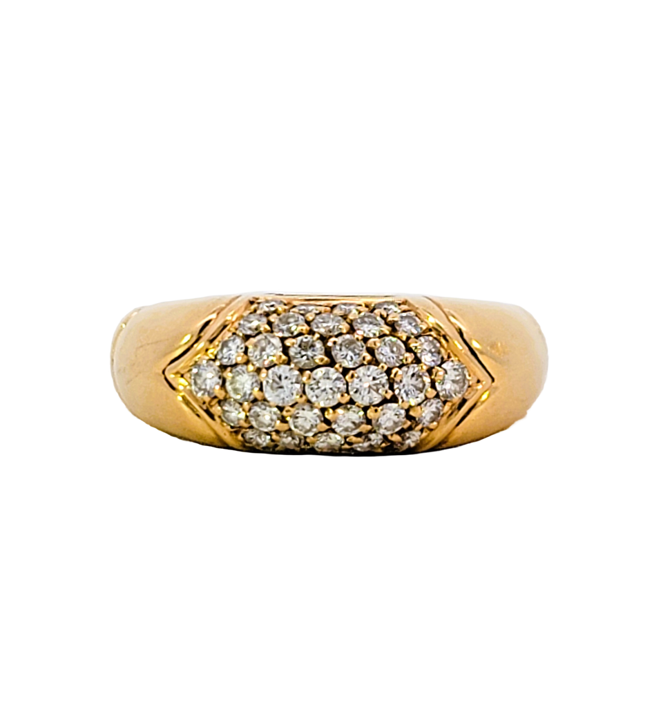 Domed yellow gold pave-set diamond ring by Bvlgari