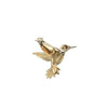 Rear view of a yellow gold hummingbird pin showing detailed craftsmanship and secure pin clasp.