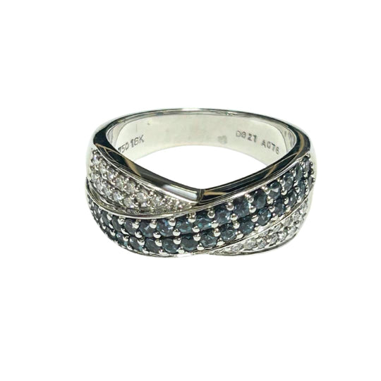 18K White Gold Brazilian Alexandrite and Diamond Crossover Ring