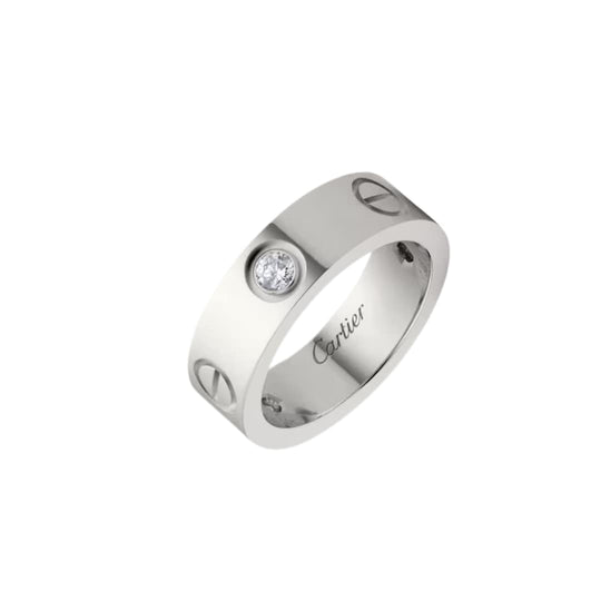 CARTIER 'Love Ring' with Diamond — 18k White Gold