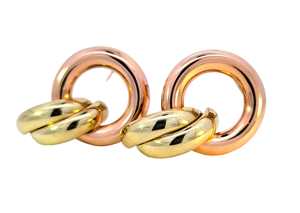 Pair CARTIER Rose Yellow Gold Circle Brooches Sold as a Pair