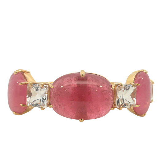 MAJA DUBRUL Pink Tourmaline Topaz Cuff Gold Cuff Bracelet