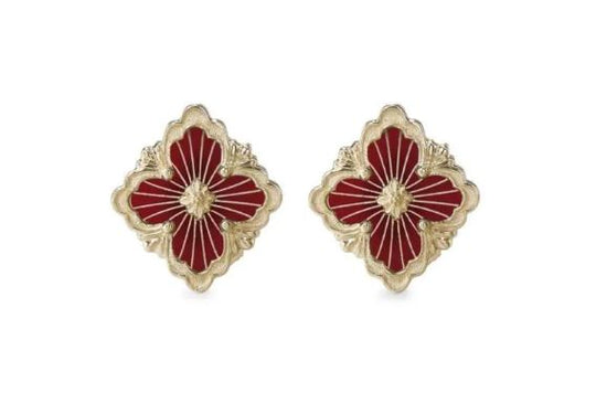 Opera' Tulle Red Enamel and Gold Earrings by Buccellati