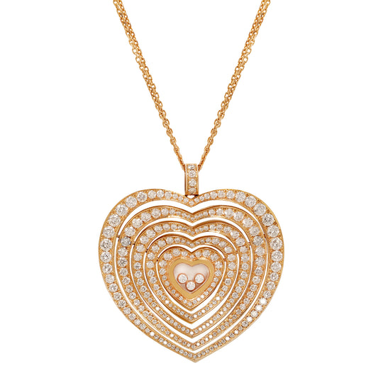 CHOPARD 'Xtravaganza' Rose Gold Diamond Heart Necklace