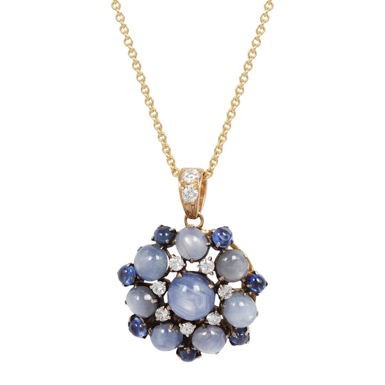 Star Sapphire Cluster Pendant
