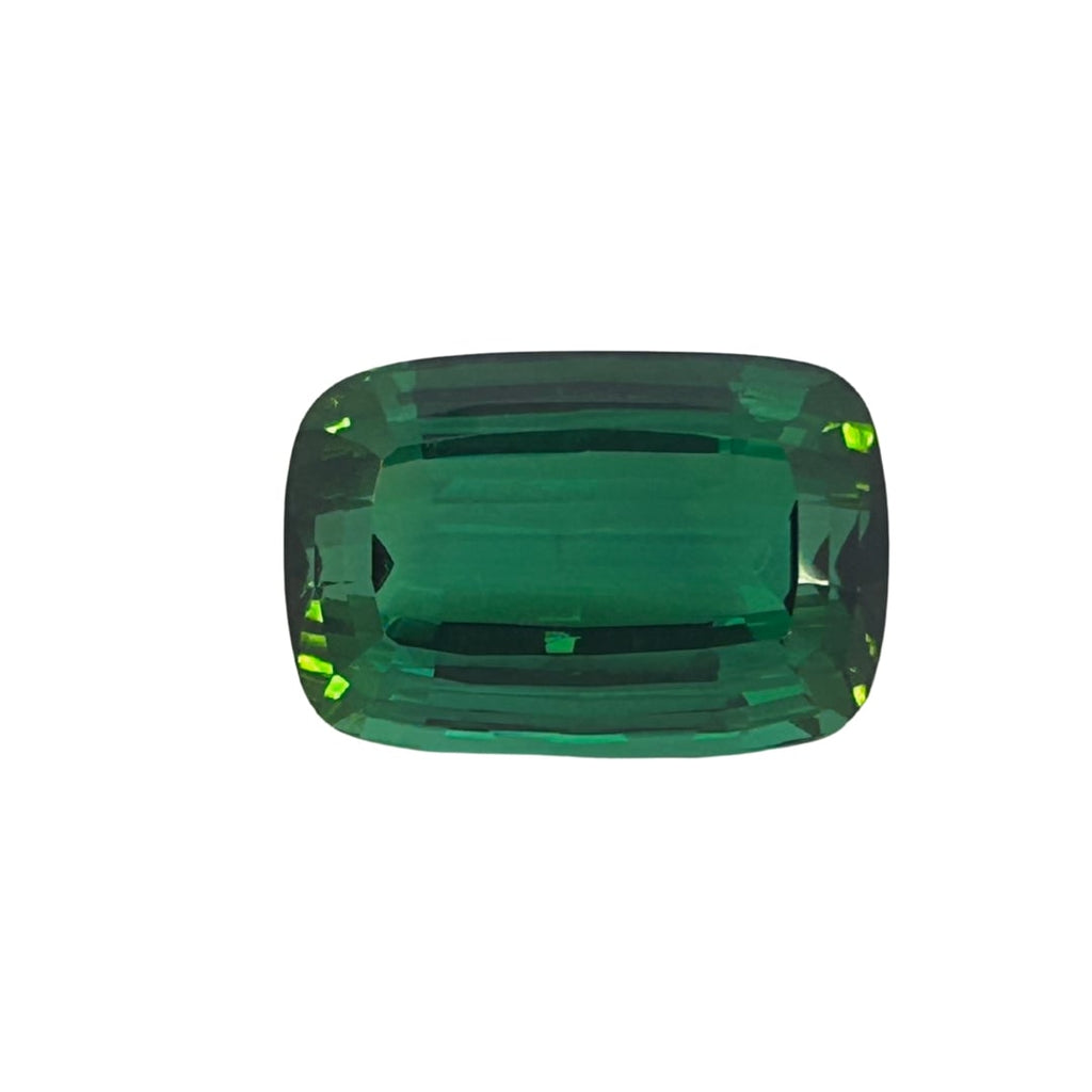 Cushion cut green tourmaline loose gemstone top view
