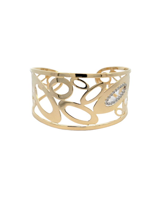Roberto Coin “Chic and Shine” Yellow Gold and Diamond Cuff Bracelet