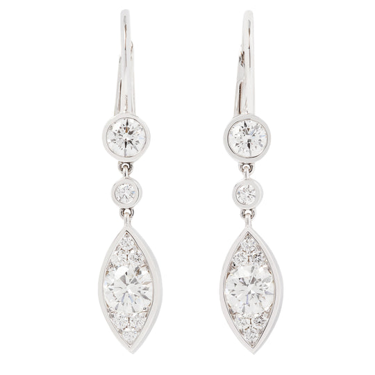 Navette Diamond Drop Earrings
