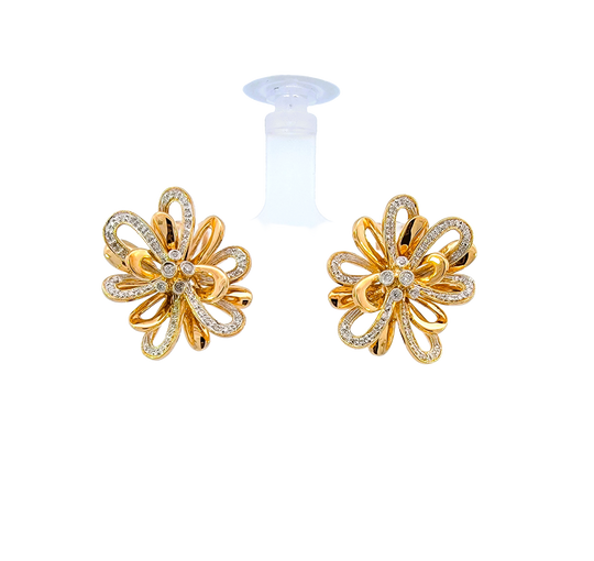 Multi Loop Floral Gold and Diamond Earrings
