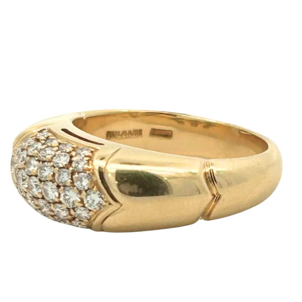 BVLGARI Diamond Pave Ring – 18k Yellow Gold, 1.20ctw, Size 5.5 Estate Collection