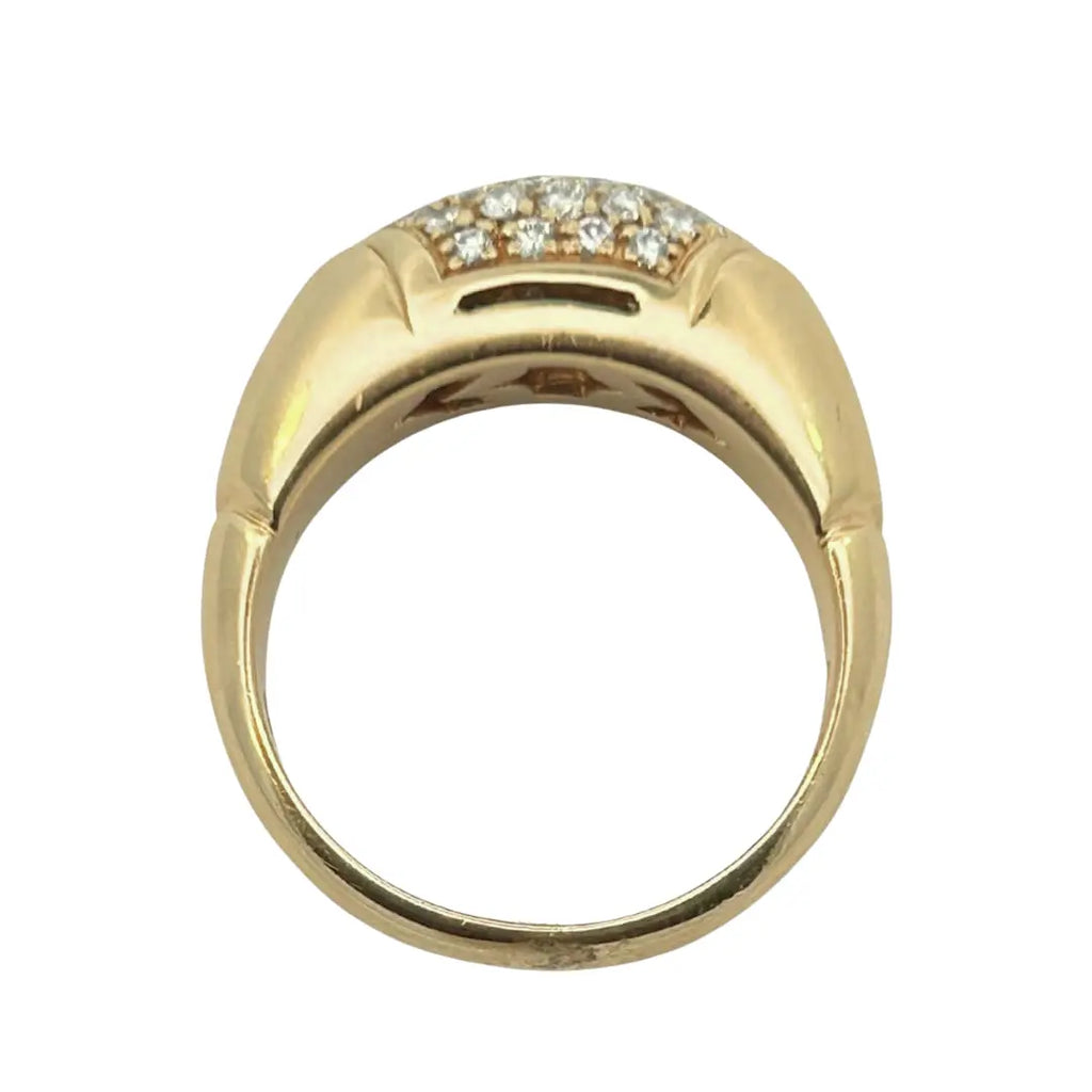 BVLGARI Diamond Pave Ring – 18k Yellow Gold, 1.20ctw, Size 5.5 Estate Collection