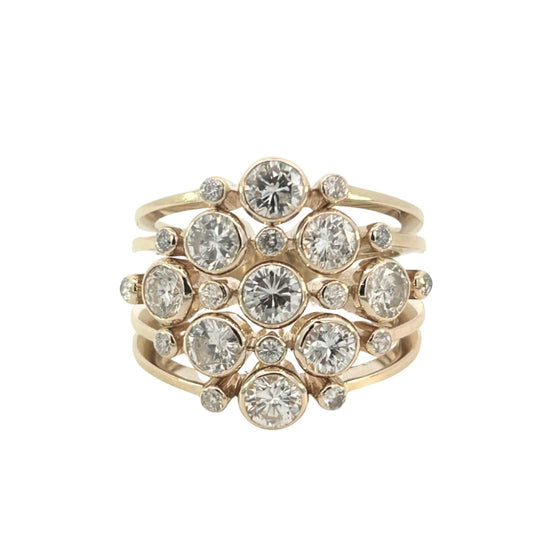 Multi-Band Diamond Statement Ring in Yellow Gold – Statement Ring