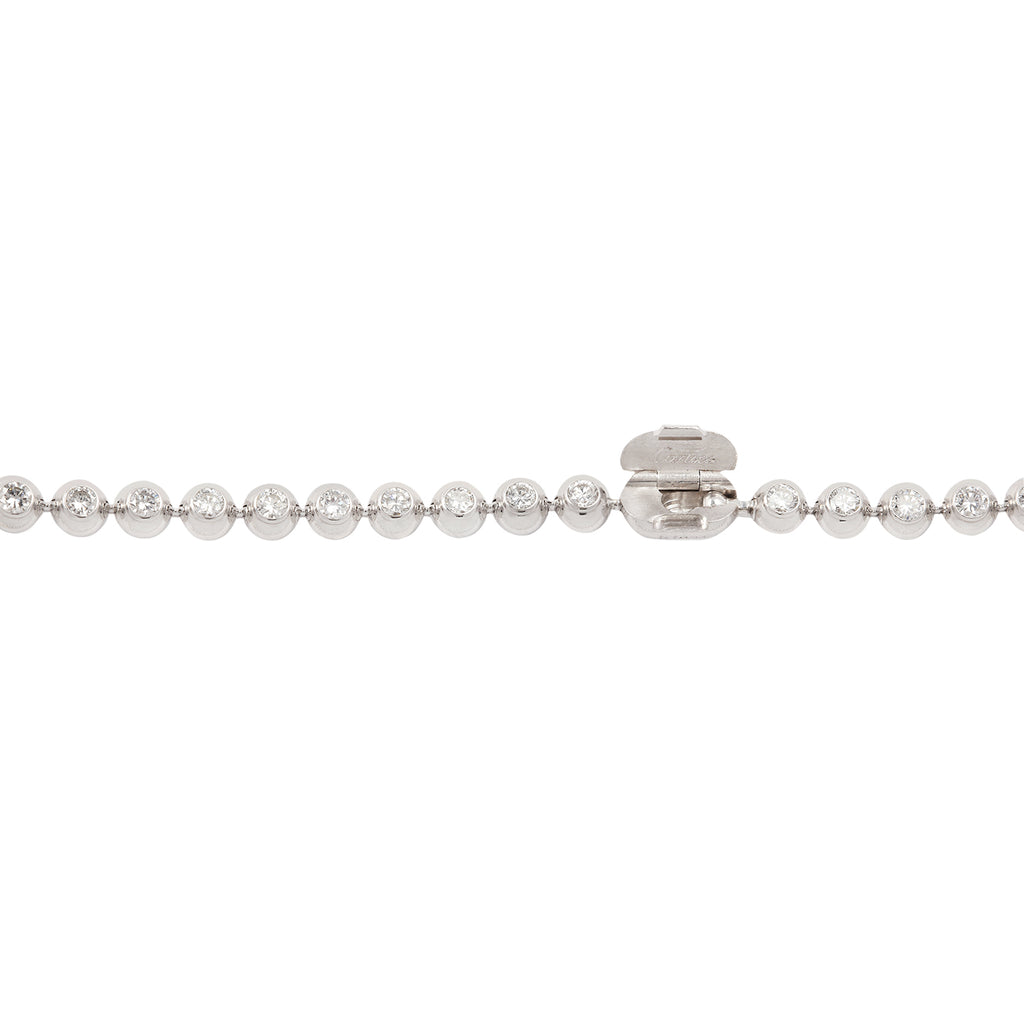 clasp view of vintage diamond white gold perles de diamants necklace by cartier