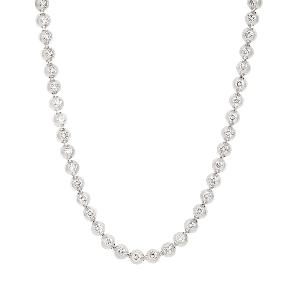 Vintage diamond white gold perles de diamants necklace by cartier
