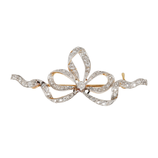 Art Nouveau Diamond Bow Pin