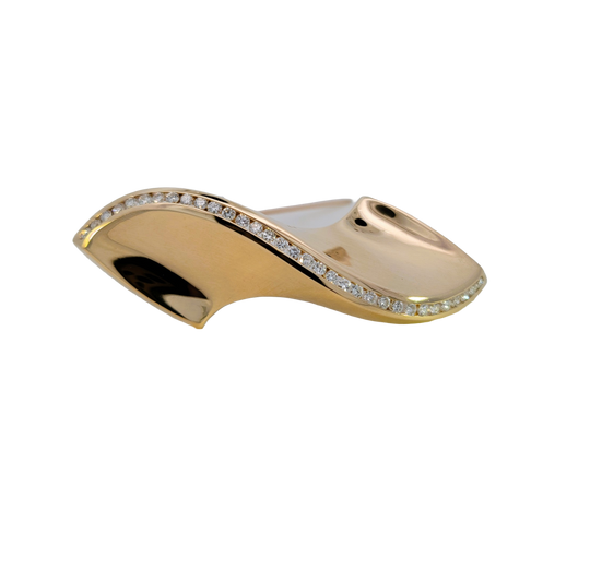 Modern Wave Diamond Brooch by Charles Krypell