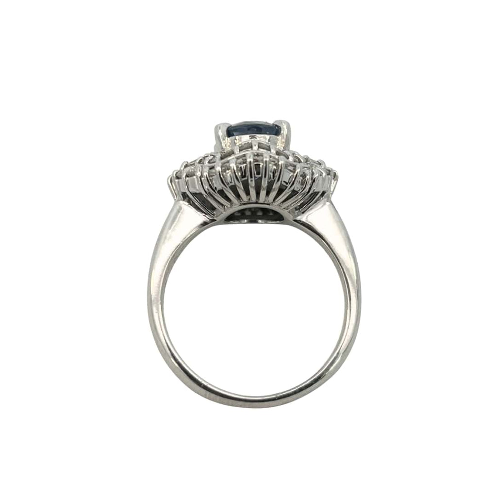 Gallery view of Colombian emerald and diamond ring showing openwork basket design.