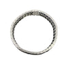 Side profile of engraved platinum bracelet with milgrain detail and flexible links