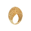 Estate 18K gold domed ring with intricate basketweave texture. Bold, elegant statement piece, 15mm at the top.