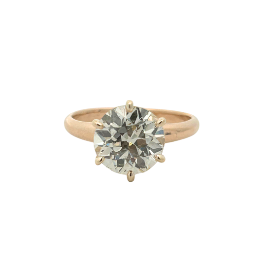 2.85 cts.– European-Cut Diamond Solitaire Gold Ring